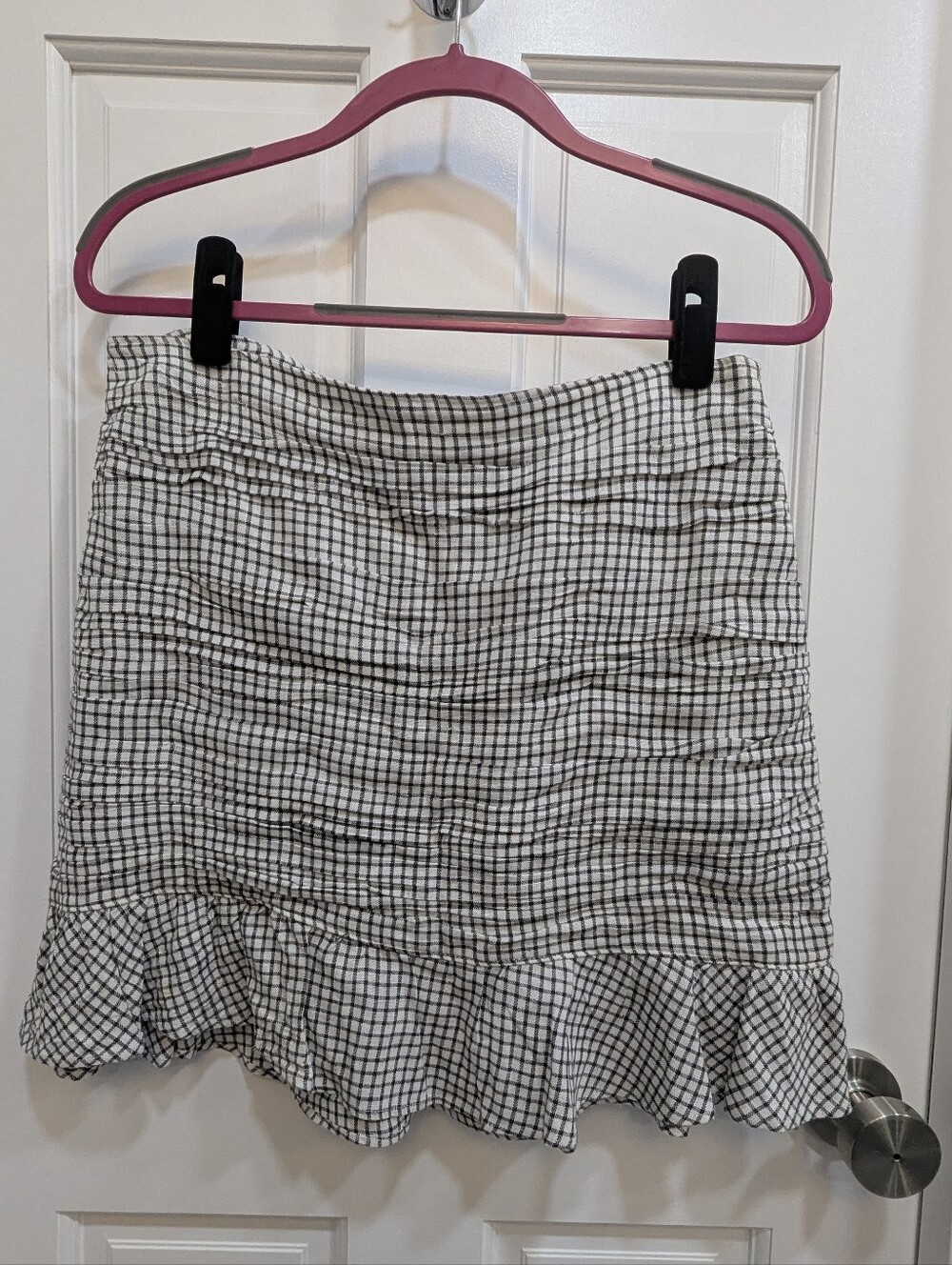Abercrombie Gingham Ruffle Hem Skirt - Size Large